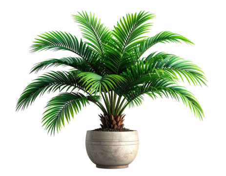 Vibrant palm tree in a pot
