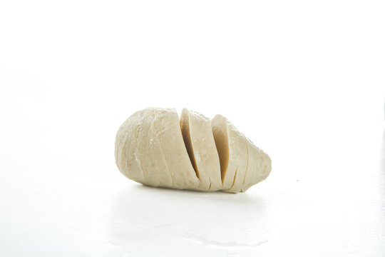 Handmade Henan Wheat Gluten Skewers on White Background - Traditional Chinese Food Ingredient