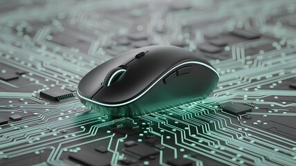 Cyber Resilience Conceptual image with computer mouse over circuit board representing security and awareness