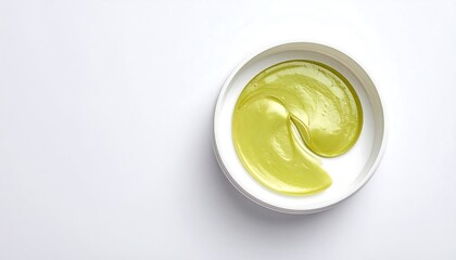 Yellow Liquid in White Bowl, Close-up.