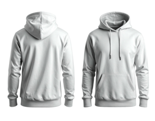 Blank white hoodie, front and back view (1)