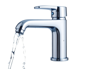 Chrome faucet with flowing water (7)