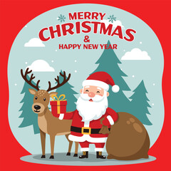 Christmas Element Set, Christmas Collection, Christmas icons, including Santa, reindeer, wreath, ornaments, and more holiday elements, perfect for seasonal designs and celebrations