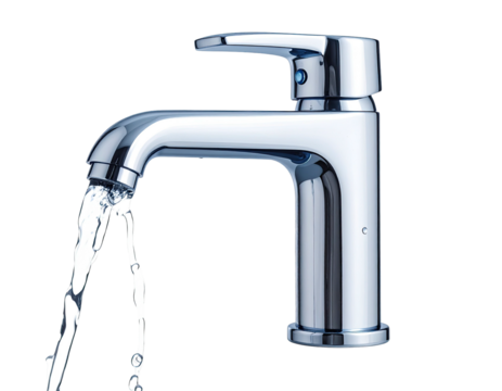 Chrome faucet with flowing water (7)