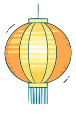 Obraz premium Stylized Hanging Paper Lantern Decoration with Tassels for Asian Celebration