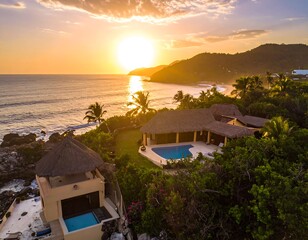Luxury Oceanfront Villa Sunset View.