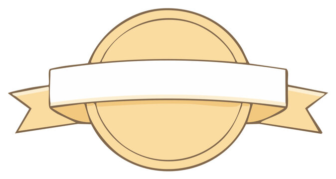 Classic Gold Circular Emblem with a Blank White Ribbon for Custom Text and Logos