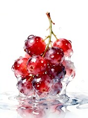 Surreal Fruits Series : A delicious looking healthy bunch of ripe red cranberries on a white background suitable for graphic design and decoration 001
