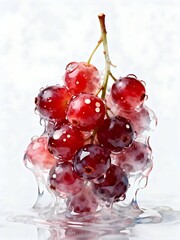 Surreal Fruits Series : A delicious looking healthy bunch of ripe red cranberries on a white background suitable for graphic design and decoration 002
