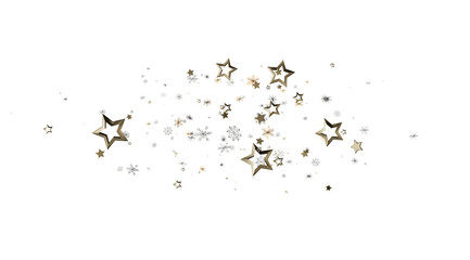 Sparkling gold stars and snowflakes on white. Perfect for holidays, celebration, and winter themes.