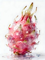 Surreal Fruits Series : A delicious looking healthy bunch of ripe pink dragon fruits on a white background  for graphic design and decoration 003