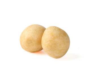 Fresh bread dough balls on white background for baking and cooking projects