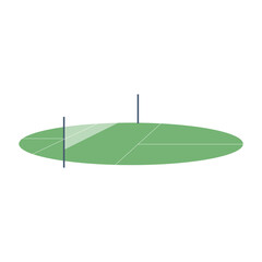 Green Oval Field With Dark Blue Vertical Lines and White Dashed Lines on Transparent Background