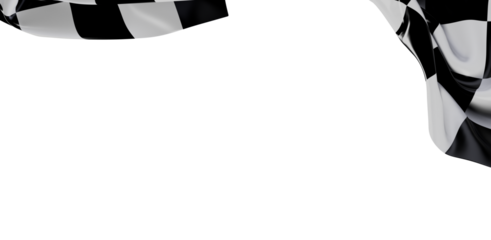 Abstract composition of a checkered racing flag with a white background. Representing speed, competition, success, and the finish line. Perfect