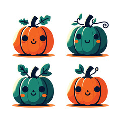 Happy Halloween Pumpkins &ndash; Cute Cartoon Style Jack O&rsquo;Lanterns Vector Collection