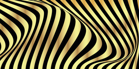 Black abstract background with a luxurious and elegant golden wave pattern. Modern abstract golden wave pattern vector illustration. EPS. 2