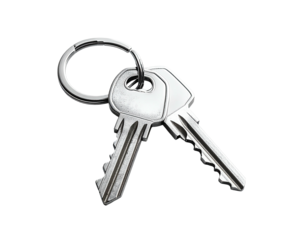 Two keys on a ring, close-up