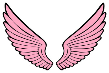Obraz premium Cute Stylized Pink Angel Wings Cartoon Illustration Graphic