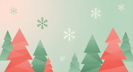 Obraz premium Minimalist Christmas Background with Snow and Pine Trees
