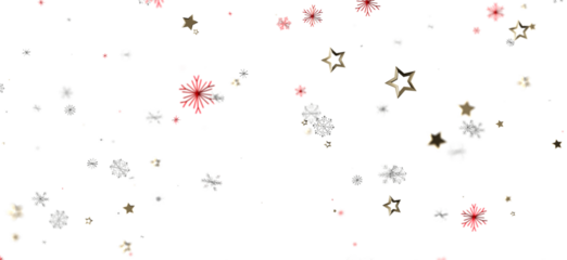 Abstract Christmas image featuring snowflakes and stars in a festive, celebratory style on a white backdrop. Perfect for holiday designs and sea