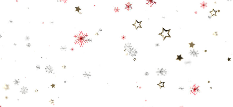 Abstract Christmas image featuring snowflakes and stars in a festive, celebratory style on a white backdrop. Perfect for holiday designs and sea