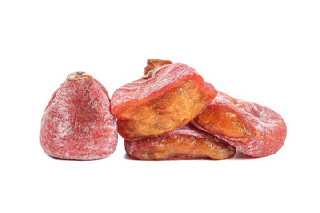 Dried Persimmon Cakes from Fuping Shaanxi China Traditional Sweet Fruit Snack on White Background