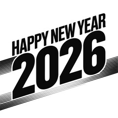 Happy New Year 2026 Retro Speed Lines Vector Typography DesignHappy New Year 2026 Retro Speed Lines Vector Typography Design