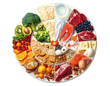 Colorful food wheel, showcasing a variety of healthy options