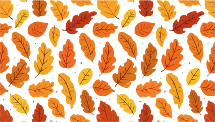 A vibrant fall leaf pattern in a flat design style, featuring a variety of colorful leaves in shades of orange, yellow, red, and brown PNG Transparent 