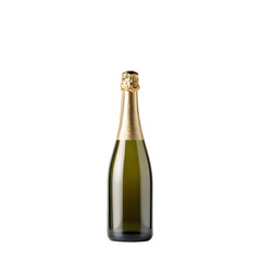 Elegant green champagne bottle isolated on transparent background for celebration