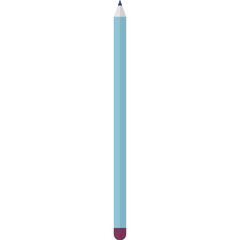 Light Blue Pencil with Dark Red Tip Centered on Transparent Background Simple Isolated Object Illustration