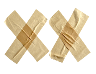 Two crossed adhesive bandages