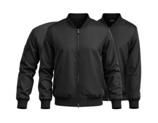 Three black bomber jackets