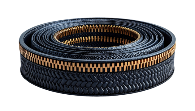 Stacked, concentric, dark, textured rings