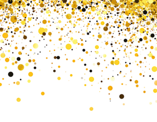 Abstract gold confetti falling on black background