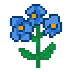 Blue Flower Blossom Pixel Art