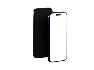 High-quality photo of a sleek black smartphone mockup, perfect for app presentations or website designs.