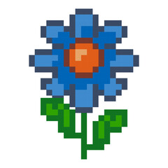 Obraz premium Blue Flower Blossom Pixel Art
