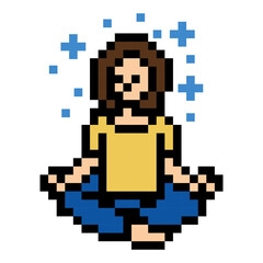 Woman Meditating Peacefully Pixel Art