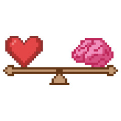 Heart And Brain Balance Pixel Art