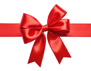 Red satin ribbon bow on a black background