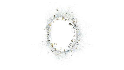 Sparkling gold and silver glitter stars create a festive frame. Perfect for holidays, celebrations, and more.