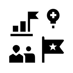 Business goal icons for success and achievement