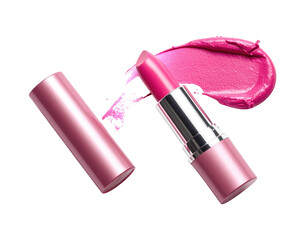 Pink lipstick, smudged color