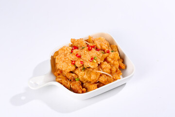 Golden Crispy Pork in Sweet and Sour Sauce Chinese Takeout Food Container