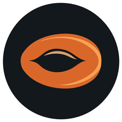 Obraz premium Abstract orange shape on a black background, minimal graphic design concept.