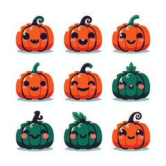 Funny and Adorable Pumpkin Character Vector Collection for Halloween Graphics
