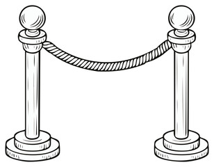 Stylized Rope Barrier with Ornate Stanchions and Ball Tops