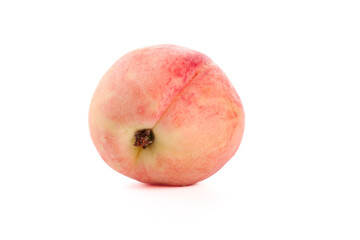 Fresh Ripe Peach Isolated on White Background - Organic Summer Fruit
