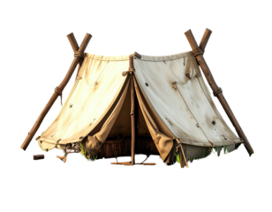 Digital illustration of a rustic tent